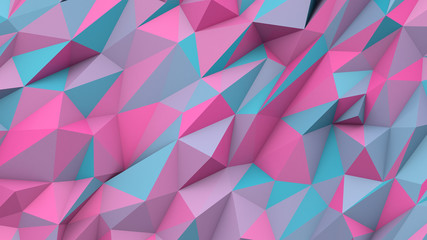 Cyan pink abstract triangles poly colors geometric background