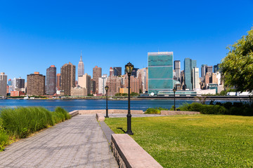 Manhattan New York sunny skyline East River NYC
