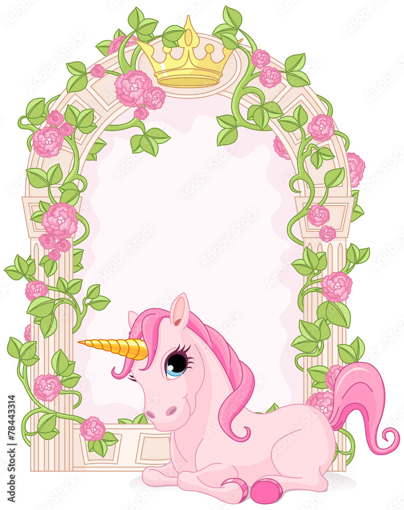 Canvas Prints fairy tale frame with unicorn