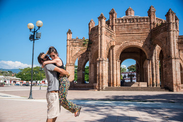 Couple in Love at Chiapa de Corzo town, Traveling Mexico.