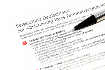 Obraz premium Reiserücktrittsversicherung
