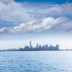 Manhattan skyline New York from Liberty Island
