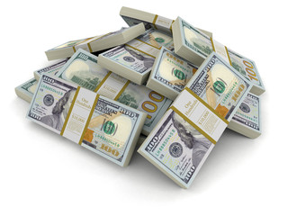 Pile of Dollars (clipping path included)