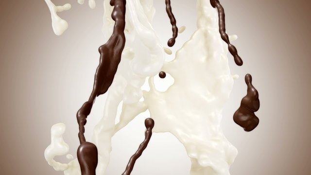Brown Chocolate and White Cream Milk Splashes