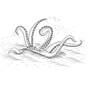 mythological kraken tentacles with the sea