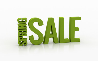 Spring sale 3d text on a white background