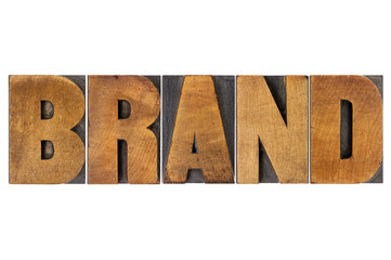 brand word in wood type