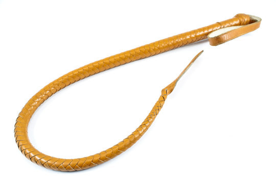 Leather Whip Isolated On White