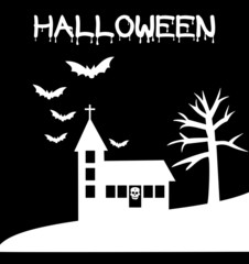 halloween bloody with haunted church