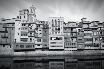 Girona, Spain. Black and white.