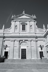 Madrid Cathedral. Black and white.