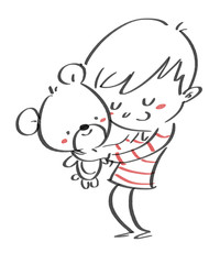 niño con oso de peluche