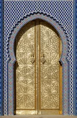 Marokko. Große goldene Türen des königlichen Palastes von Fes © Alexmar