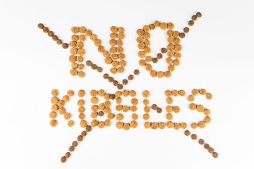 NO KIBBLES, formed using actual dog food kibbles
