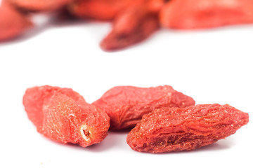 Close up and selective focus on the dried Wolfberry or Goji