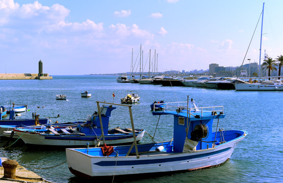 The little port with the tipical apulian fishing boats. Bari