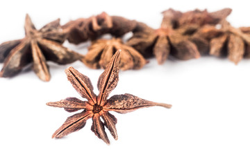 Close up and selective focus on one piece of Star Anise