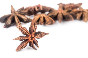 Close up and selective focus on one piece of Star Anise