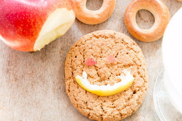Food background, cookies, smile.