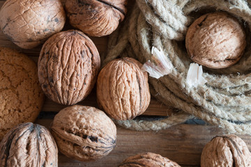 Food background, walnuts.
