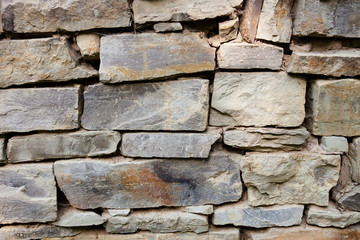 Stone masonry with rich and various texture