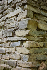Stone masonry corner with rich and various texture