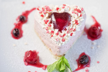 heart-shaped valentine cake