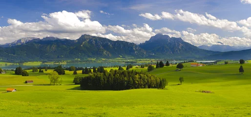 Peel and stick wall murals Summer panorama landscape in Bavaria and alps mountains