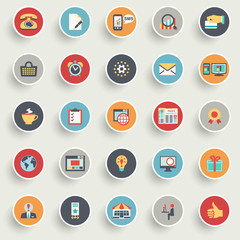 Color modern icons on buttons. Flat design.