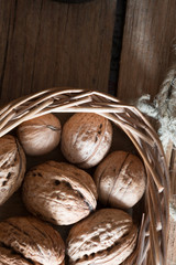 Food background, walnuts.