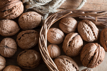 Food background, walnuts.