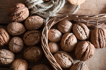 Food background, walnuts.