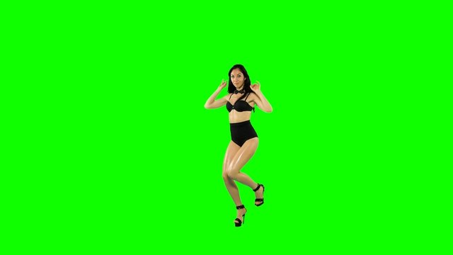 Go-go dancer girl isolated on green screen