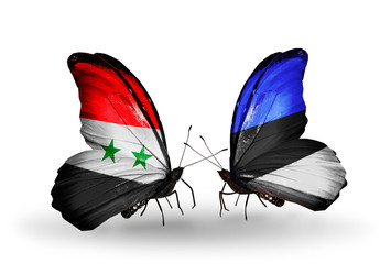 Two butterflies with flags Syria and Estonia