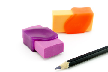 Erasers and pencil