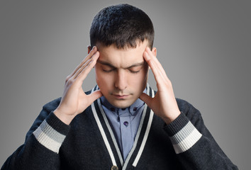 young man with headache