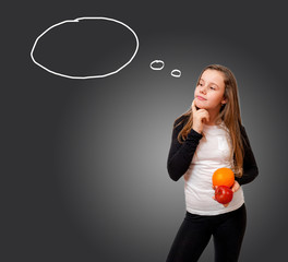 Little girl with fruit