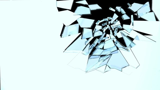 Slow Motion Glass breaking with alpha channel