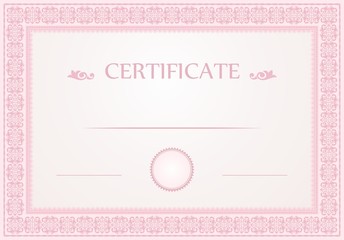 Certificate borders and template in pastel pink colors