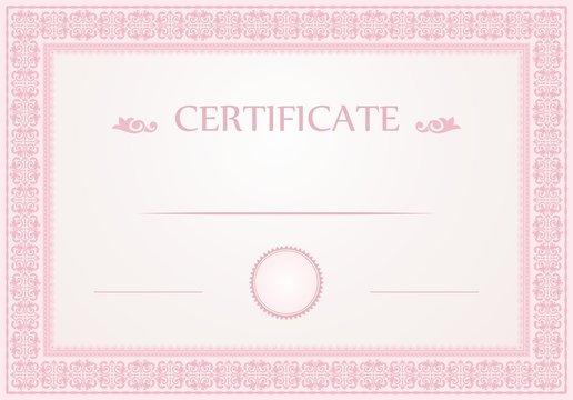 Certificate borders and template in pastel pink colors