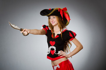 Woman pirate with sharp knife