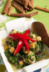 organic chickpeas and spinach