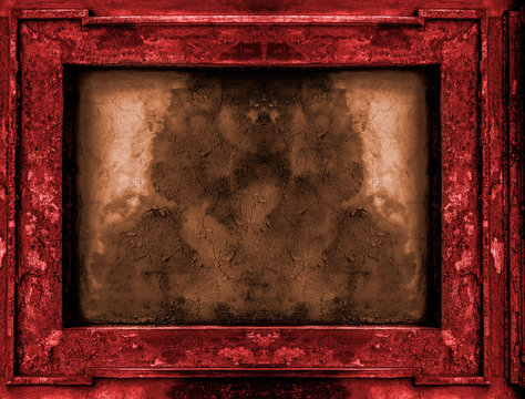 Red and gold old gothic frame
