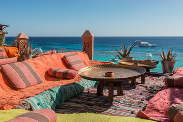 Obraz premium authentic arabian cafe on the Red Sea coast, Egypt
