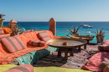Foto op Plexiglas authentiek Arabisch café aan de kust van de Rode Zee, Egypte © sola_sola