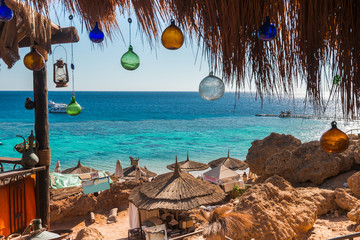 Coral Reef view of the  local cafe, Sharm El Sheikh, Egypt
