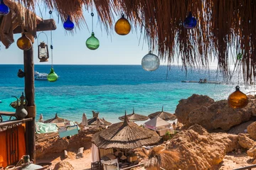Fotobehang Coral Reef view of the  local cafe, Sharm El Sheikh, Egypt © sola_sola