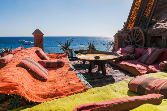 authentic cafe on the Red Sea coast, Sharm El Sheikh, Egypt