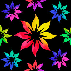 Watercolor floral seamless pattern. Vector illustration