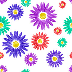 Fototapeta na wymiar Watercolor floral seamless pattern. Vector illustration